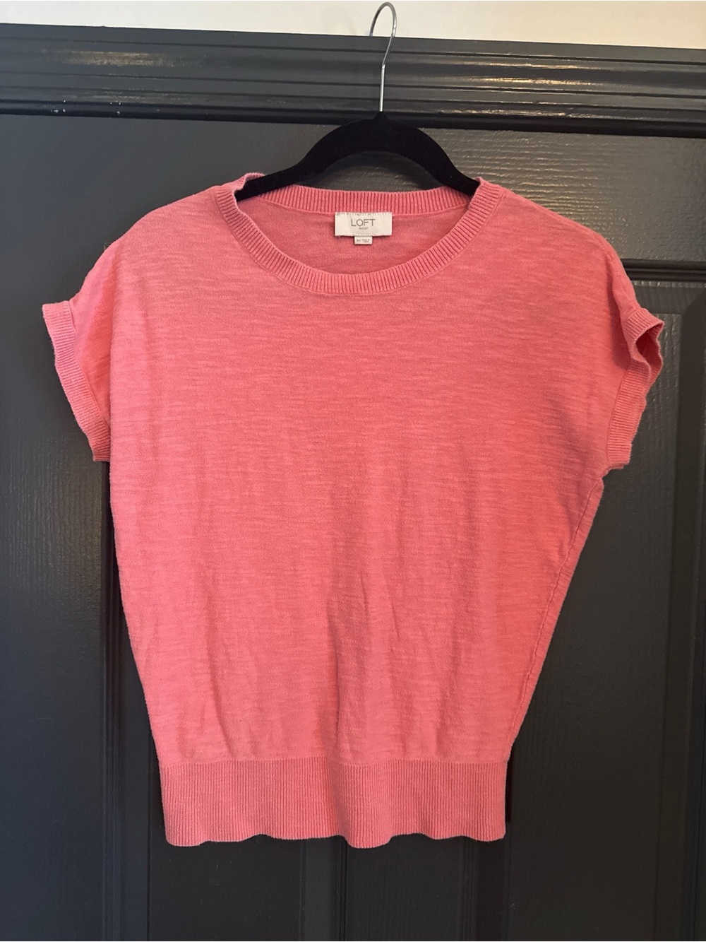 LOFT Coral Pink Short-Sleeve Sweater Top